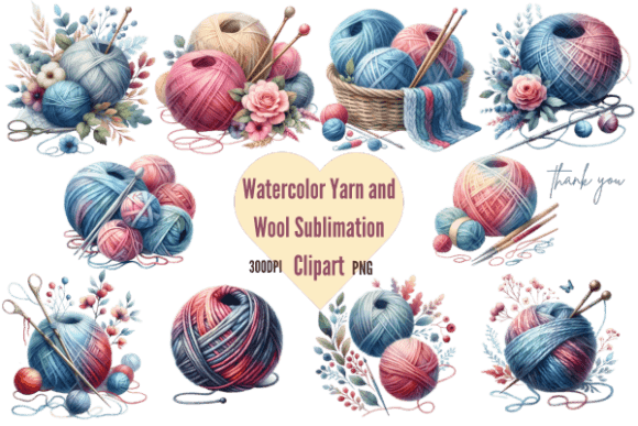 Download Watercolor Yarn and Wool Sublimation Cli - Wool Collection