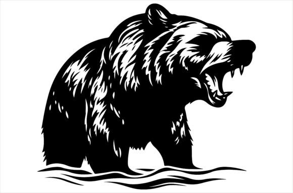 Download Angry Bear Mascot Aggressive Silhouette - Mascot Collection