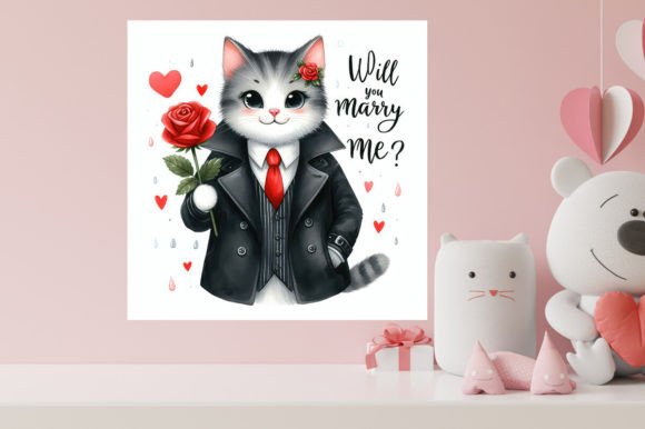 Download Valentines Cute Cat Illustration - Cat illustration Collection